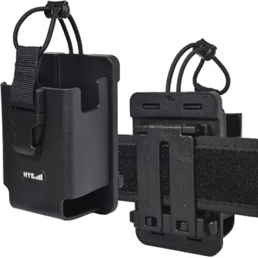 Imagem de HYS Coldre de rádio bidirecional portátil tático - estojo de rádio portátil (TPU) com clipe de cinto e acessório MOLLE para cinto, colete ou pacote, para walkie-talkie, segurança, EMS, equipamento de