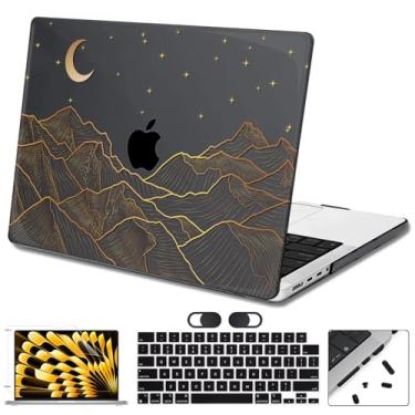 Imagem de Seanai Capa compatível com MacBook Pro de 16 polegadas 2025 2024-2021 M4 M3 M2 M1 Pro/Max Chip A3403 A3186 A2991 A2780 A2485, capa protetora de tela rígida de plástico, capa de teclado, linha abstrata