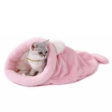 Imagem de Cat Bed Cave Sleeping Bag, Pet Mat Self Warming Pad Sack Cozy Cave for Cats and Small Dog, 19.6x15.74inch