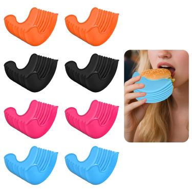 Imagem de ZQTSANKESL Suporte para hambúrguer, 8 peças, suporte fixo de silicone, ferramenta para hambúrguer, reutilizável, caixa de armazenamento doméstico, acessórios de utensílios de cozinha, rack de