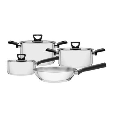 Imagem de Jogo de Panelas Tramontina Brava Baquelite em Aço Inox com Fundo Tripl