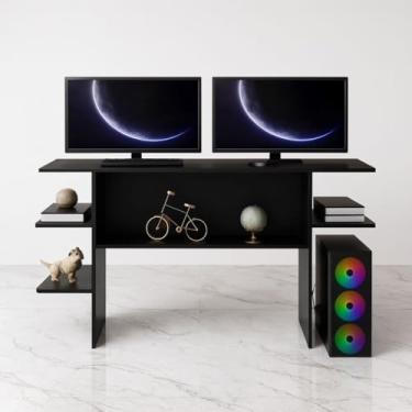 Imagem de Mesa Escrivaninha Funcional para PC Gamer e Estudo – Design Moderno, Compacta e Prática – Cor Preta (PRETO)