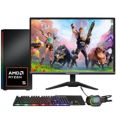 Imagem de PC Gamer Completo Skill RGB AMD Ryzen 5 5600G,Gráficos Radeon VEGA 7, Monitor LED 20",Kit Gamer, 16GB DDR4 3200Mhz, SSD 512GB, Fonte 500W - SGX-0