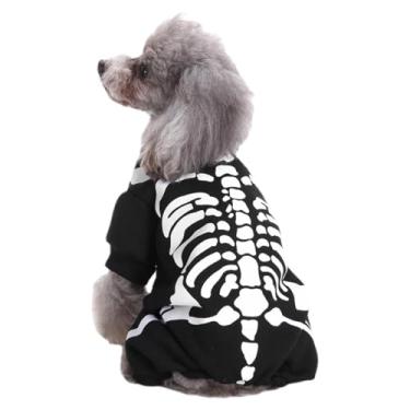 Imagem de Fantasias de esqueleto de Halloween para animais de estimação | Macacão de cachorro fantasia de esqueleto de Halloween moletom para cosplay - roupas de festa cosplay para eventos temáticos de