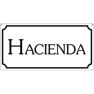 Imagem de Lilyanaen Novo sinal de metal placa de alumínio Hacienda House Hotel Motel Bar Man Cave Sign para exterior e interior 30,5 cm x 20,3 cm