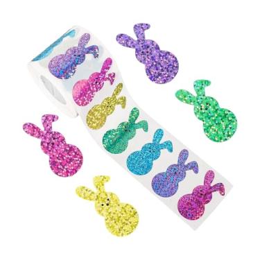 Imagem de UGPLM 500 adesivos decorativos de coelhinho da Páscoa com glitter para decorar caixas de presente, envelopes e garrafas de água.