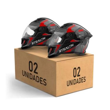 Imagem de Kit 2 Capacetes Stealth Concept Brilhante Fechados Pro Tork Masculino 