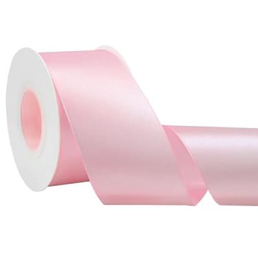 Imagem de Simplegoal Fita de cetim rosa dupla face 5,8 cm x 65 metros fitas de poliéster rosa para embrulho de presente, fita de tecido para artesanato, buquê de flores, costura, artes, decoração de festa de