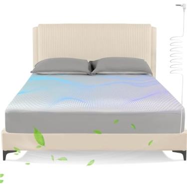 Imagem de Lençóis de chão California King Size, lençol com elástico terra terra 10% fibra de prata pura + 90% algodão orgânico, kit de aterramento para cama com cordão de aterramento para melhorar o sono e