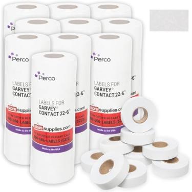 Imagem de Perco 2212 Etiquetas de preço brancas para pistola de preço Garvey 22-6/22-7/22-8 - 90 rolos, 110.000 etiquetas de marcação de preço - com rolos de tinta bônus