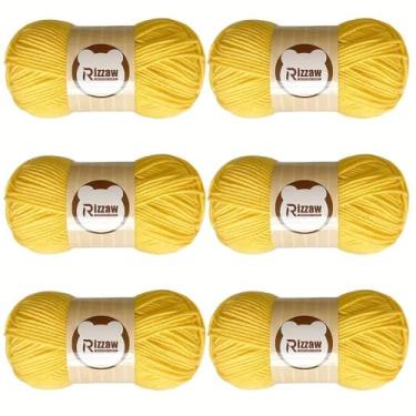 Imagem de Conjunto de 2 bolas de fio macio para iniciantes de 50 g, bolas de lã para roupas e cobertores de crochê, linhas de crochê DIY, bolsas, suéteres, etc. -09 amarelo frango