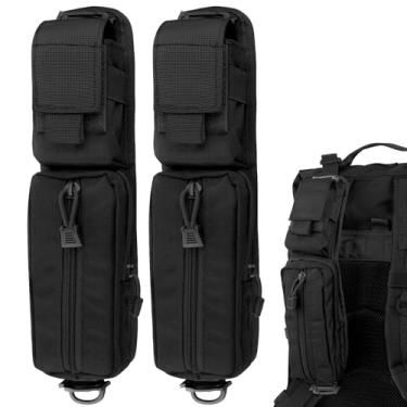 Imagem de Bolsa de acessórios Tactical Molle para alça de mochila, alça de ombro, acessório Molle, bolso duplo com zíper (preto-2 unidades)