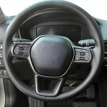 Imagem de Acabamento de capa de volante para Honda Civic 2022-2026, para CRV CR-V 2023 2024 2025 2026 acessórios decalque interior esportivo de carro (fibra de carbono)