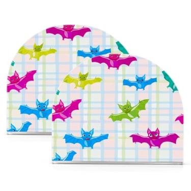 Imagem de Wassud Porta-guardanapos de acrílico para morcegos coloridos moderno dispensador de guardanapos de papel em forma de U para mesa, cozinha, sala de jantar, bancada 2 peças (comporta 50-60 guardanapos)