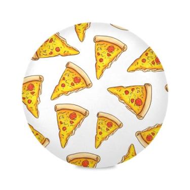 Imagem de Wassud Jogo americano fatias de pizza tapetes de mesa redondos divertidos para cozinha e jantar tapetes laváveis resistentes ao calor decoração de mesa 39 cm