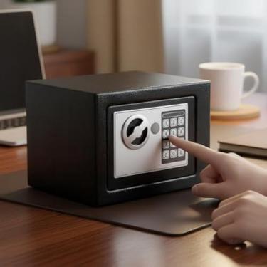 Imagem de Cofre Digital Eletronico com Teclado e Chave - Preta