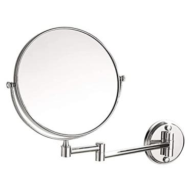 Imagem de YYBOES Espelho de maquiagem montado na parede para banheiro 15 cm espelho cosmético dobrável giratório espelho telescópico montado na parede dupla face