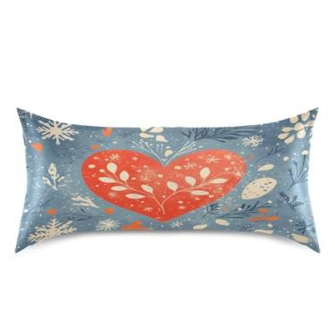 Imagem de Wassud Fronha de cetim para cabelo e pele de coração vermelho fronhas de seda macia king size respiráveis com fecho de envelope