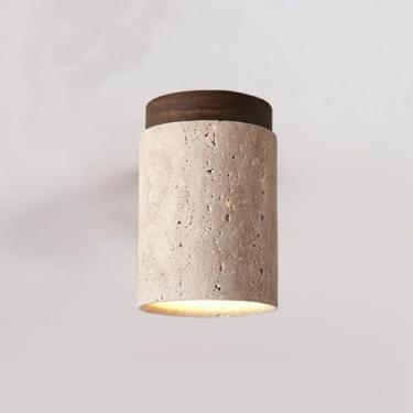 Imagem de Luminária de teto moderna em pedra travertino para quarto, corredor, hall de entrada, escada, decoração de iluminação interna.