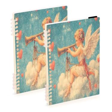 Imagem de Burbuja Cadernos Cupido dos Namorados na nuvem, papel pautado universitário A5 com 60 folhas, fichário para diário, escritório, 2 unidades