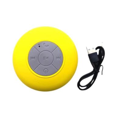 Imagem de Caixa de Som Bluetooth à Prova D'Água Com Ventosa Microfone Integrado Controle de Músicas Som Potente para Banho Piscina e Passeios Colorida (Amarelo)