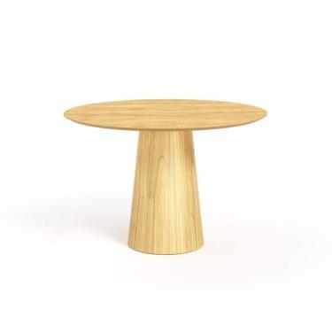 Imagem de Mesa De Jantar Redonda 120cm Scandi 6 Lugares Lamina Natural De Madeira Damasco