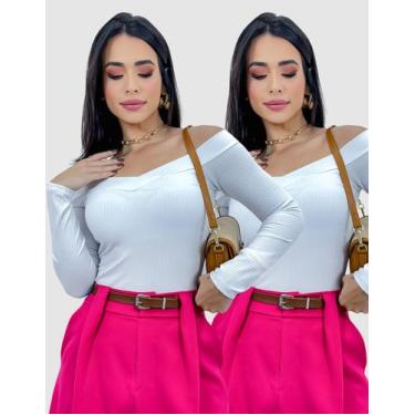 Imagem de Kit 2 Body Blusa Feminino Ciganinha Ombro Manga Longa Anarruga - Swiss