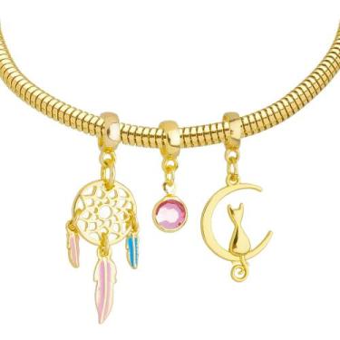 Imagem de Pulseira Sonhos Berloque Banhado a Ouro 18k - Work Semijoias, 17 cm (p