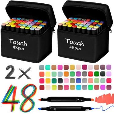 Imagem de 96 Marcadores Permanentes Ponta Dupla hobby Bob Good Pintura - Fun Gam