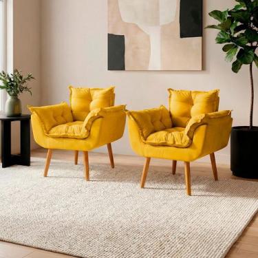 Imagem de Kit 2 Poltronas Decorativa Confortável Para Sala Recepção Manicure Sal