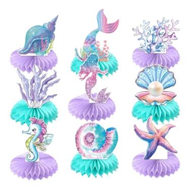 Imagem de rockible Arranjos de Mesa em Formato de Favo de Mel com Sereia: Uma Graça para Decorar Sua Festa de Aniversário com Tema Do Fundo Do Mar.