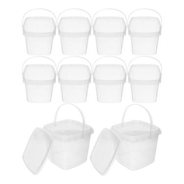 Imagem de DECHOUS 10 baldes quadrados transparentes espessos de armazenamento de sorvete com tampas de vazamento, mini recipientes antiaderentes para utensílios de cozinha, freezer, porta-copos de alimentos