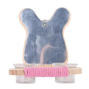 Imagem de GLOGLOW Brinquedo Espelho para Pássaros Com Poleiro, Tigela de Alimentação de Aço Inoxidável, Plataforma de Madeira de Bétula para Periquitos, Calopsitas, Conures