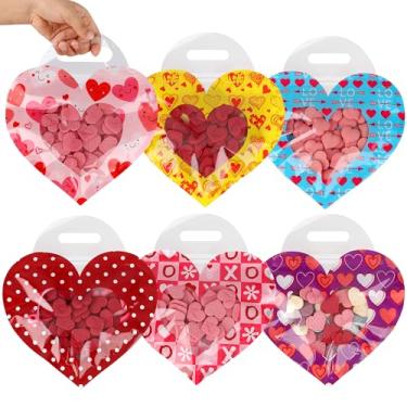 Imagem de POPGIFTU Pacote com 60 sacos de brindes para o dia dos namorados com alças e fecho de zíper, sacos de doces de plástico resseláveis para intercâmbio de sala de aula de crianças, sacos de guloseimas