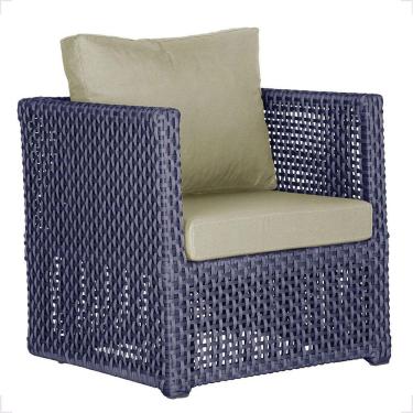 Imagem de 1 Poltrona Madri Alumínio Corda Náutica Estofado 7 Trama Azul