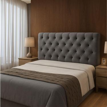 Imagem de Cabeceira Cama Box Casal King Size 190cm Valentina Estofada Cinza