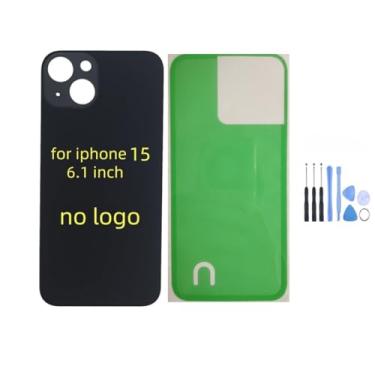 Imagem de STYCES Substituição de vidro da capa traseira para iPhone 15 de 6,1 polegadas e para iPhone 15 plus 6,7 polegadas (sem logotipo), com kit de ferramentas de reparo, adesivo pré-instalado para iPhone