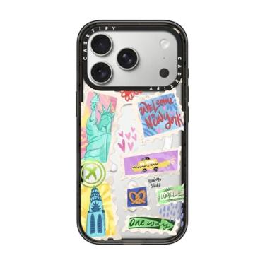 Imagem de CASETiFY Capa Impact para iPhone 17 Pro [fina/compatível com Magsafe/2,5 m. Proteção contra quedas de grau militar 4X] - Bem-vindo a Nova York - Preto transparente