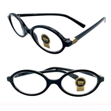 Imagem de Armação Óculos Oval Acetato Preto (Preto, 4, x, Incolor)