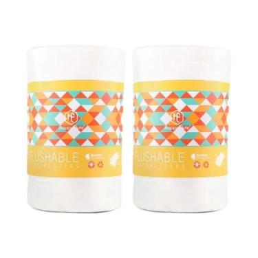 Imagem de 2 rolos descartáveis de bambu para fraldas de bebê, forro de bambu bio