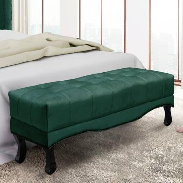 Imagem de Recamier 0,90m Com Pés Luis Xv E Capitonê Em Tecido Veludo Vicenza - Lucadi verde