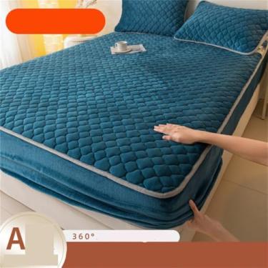 Imagem de Protetor de colchão grosso, tamanho Queen, Casal ou Solteiro, com elástico, antiderrapante, cor sólida, 1, 120x200x30cm, 1 peça