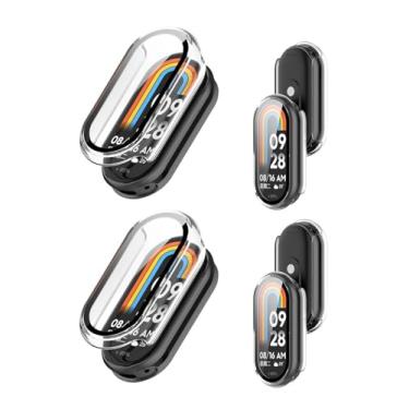 Imagem de NOUKAJU Pacote com 2 capas para Xiaomi Smart Band 10, capa protetora SmartBand, película de vidro temperado 9H integrada, PC rígido, protetor de tela para Xiaomi Band 10 4.4 cm (transparente +
