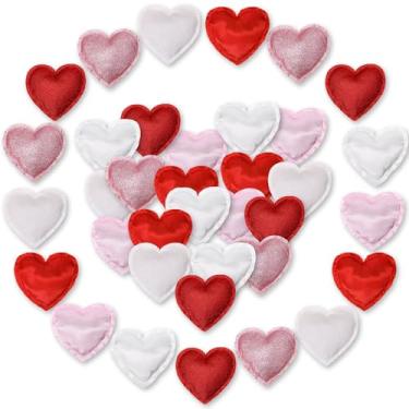 Imagem de Oudain 36 peças de 12,4 cm de tecido de enchimento de coração bandeja em camadas decoração de dia dos namorados decoração de dia dos namorados buffalo, enfeites de pendurar em forma de coração para