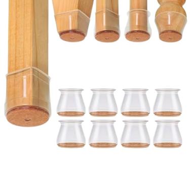 Imagem de Kit C/8 Protetor de Silicone Com Feltro Para Pés de Cadeira, Mesa, Banqueta - Para Móveis de até 4cm | Anti risco, Reduz Ruído, Lavável, Antiderrapante, Fácil de Instalar