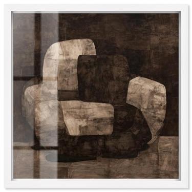 Imagem de Monolithic Seat II Shadowbox Print Boho Brown Wall Art por Art Remedy, moldura branca, 25 x 25