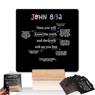 Imagem de Leopacat 52 cartões das escrituras com suporte de exibição de madeira, cartões de versículo bíblico para oração devocional diária presente cristão inspirador para mulheres homens cartões de incentivo