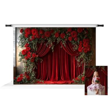 Imagem de Kate Pano de fundo para o dia dos namorados para decoração de casa, cortina de rosas vermelhas, adereços de estúdio de tecido fotográfico 2,1 x 1,5 m