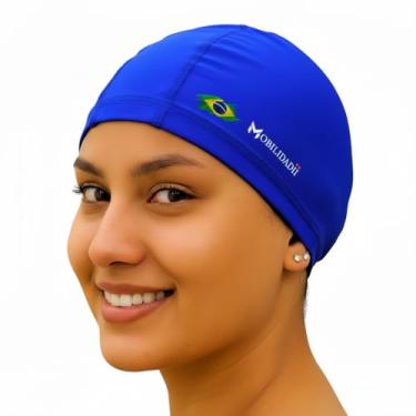 Imagem de Touca De Natação Tecido Elástico com Proteção UV e Secagem Rápida, Conforto Anatômico (Azul)