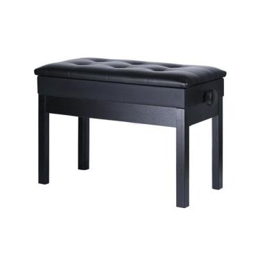 Imagem de Banqueta Preta,Banco Piano,C/Assento Duplo,Ajuste Altura,Baú